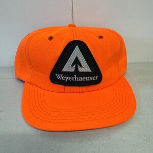 Rare Weyerhaeuser Vintage Hunters Orange Trucker SnapBack Hat Made In USA EUC